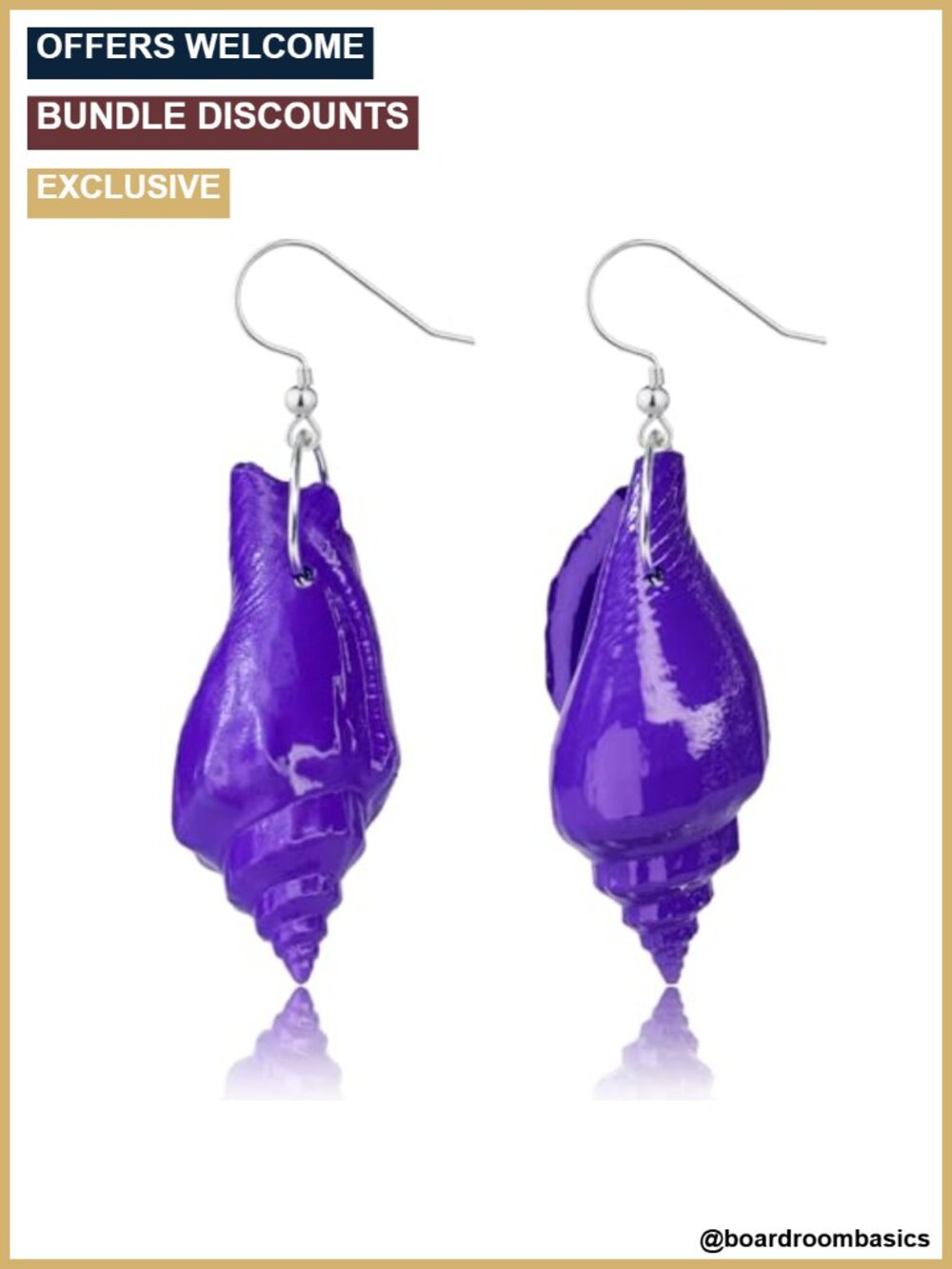 Sea Witch Shell Earrings Natural Purple Shell Cosplay Halloween Drop Dangle